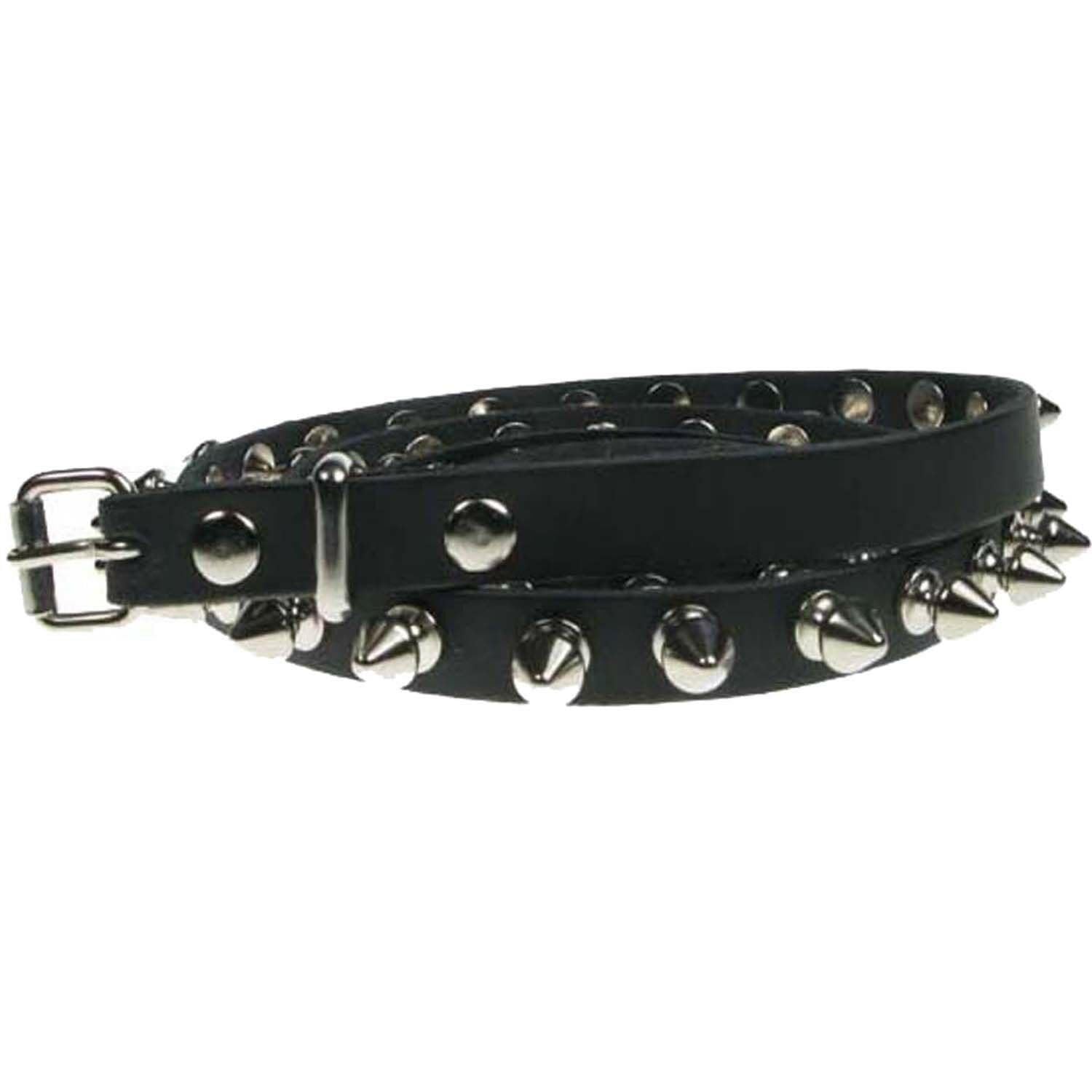 Bullet 69 Unisex Black Gothic Punk Leather Biker Spike 12Mm Jeans Stud Belt Uk Handmade Heavy Metal[Large 36"-40"]