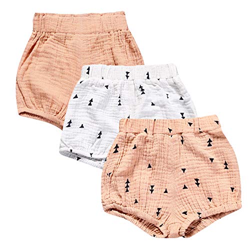 Kids Tales 3 Pack Baby Girls Boys Bloomers Cotton Linen Blend Shorts Cute Diaper Covers
