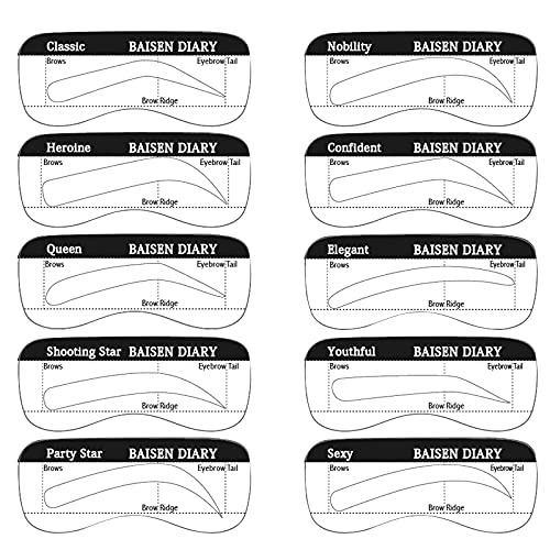 Eyebrow Stamp and Eyebrow Stencil Kit One Step Eyebrow Stamp Shaping Kit with 10 Reusable Eyebrow Stencils, Eyebrow Razor
