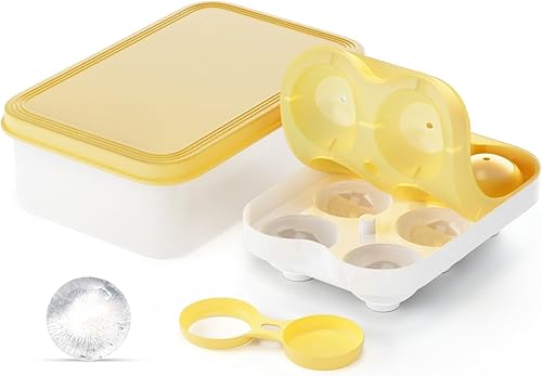 Molde grande para hacer bolas de hielo con tapa y contenedor, bandeja redonda de silicona de 2.3 pulgadas para cócteles de whisky, bourbon, molde de