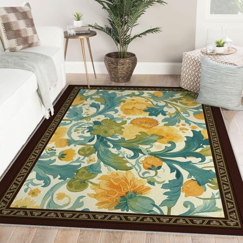Tapis lavable à motif botanique pour sol facile à nettoyer - 4