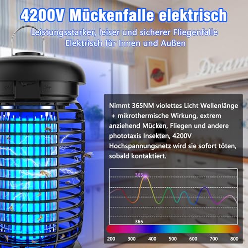 seenlast Insektenvernichter Elektrisch, Mückenlampe 4200V Fliegenfalle – Ansicht 4