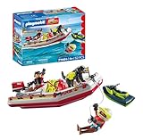 PLAYMOBIL Action Heroes 71464 Bote de Bomberos con Moto acuática, emocionante Rescate, con Gafas de Buceo y Aletas, Juegos de rol imaginativos y Divertidos, Juguetes para niños a Partir de 4 años