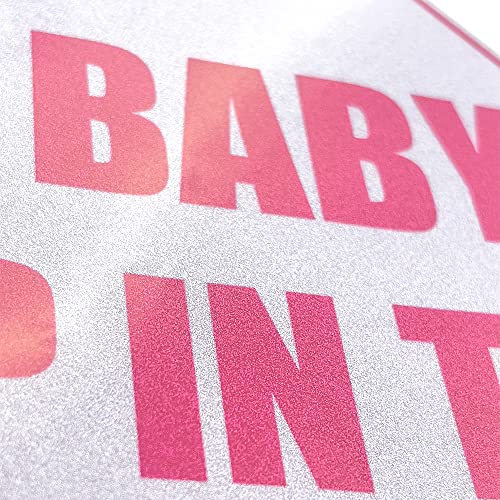 Image of 2PCS Baby Up in This B Sticker for Cars, Pink Waterproof Bumper Sticker,Baby Safety Warning Decal for Cars