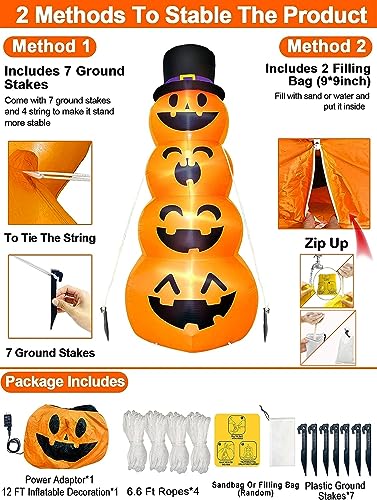 Image of Giant Halloween Inflatables 12 FT Pumpkins Halloween Decorations Outdoor