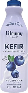 Lifeway Low Fat Kefir - 10g Protein, 12 Live Active Probiotic Cultures, Up to 99% Lactose Free, Gluten Free – Blueberry, 32 oz