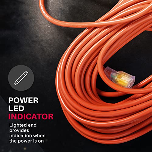 Lifesupplyusa 314375FTOR 75Ft Power Outdoor Extension Cord & Indoor - Waterproof Electric Drop Cord Cable - 3 Prong Sjtw, 14 Gauge, 13 Amp, 125 Volts, 1625 Watts, 14/3 By Lifesupplyusa thumb #1