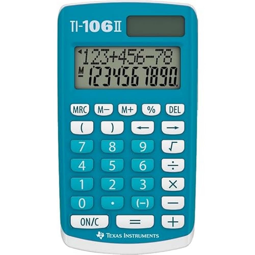 Texas Instruments TI-106 II Solar Scientific Calculator, A Robust and User-Friendly Calculator with Four Basic Calculators, EN/GR/DU/FR