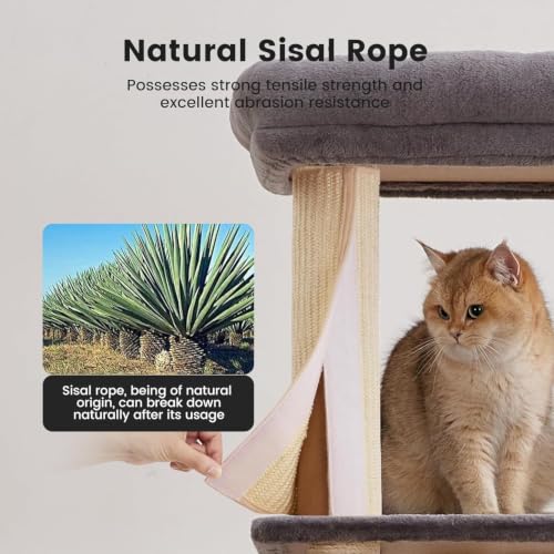 Image of 65in Large Cat Tree Heavy Duty Tower Condo & Sisal Posts for Cats | Heavy board ensures stability; sisal posts meet clawing needs. XL condo for cats' cozy retreat. Ideal for multiple cats