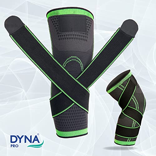 Image of Dyna Pro Knee Cap | Compression Knee Support | Adjustable Strap For Custom Fit | Injury Prevention, Recovery, Pain Relief, Gym, Crossfit, Meniscus Tear, ACL /PCL, Arthritis | Suitable Men Women | SMALL (1 No) | Green