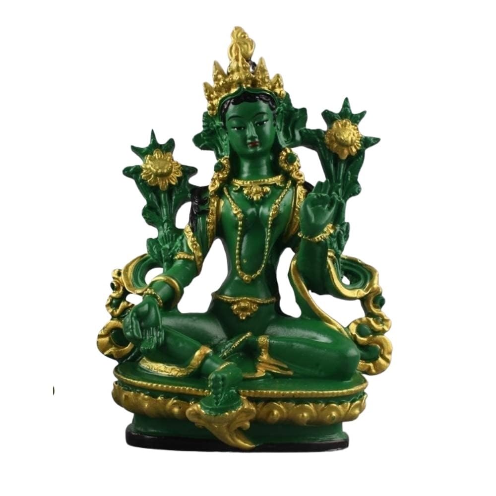 HAEUYA Ornament Sculpture,Home Decorations,Tibet Tibetan Buddhism Statue Green Tara Buddha Statue Feng Shui Decoration Ornament