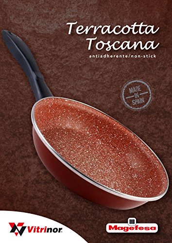 MAGEFESA Terracota Set Juego 3 Sartenes, inducción, Antiadherente Granito Libre de PFOA, Limpieza lavavajillas Apta Todas Las cocinas, vitroceramica, Gas, Fabricadas en España (20-24-28)
