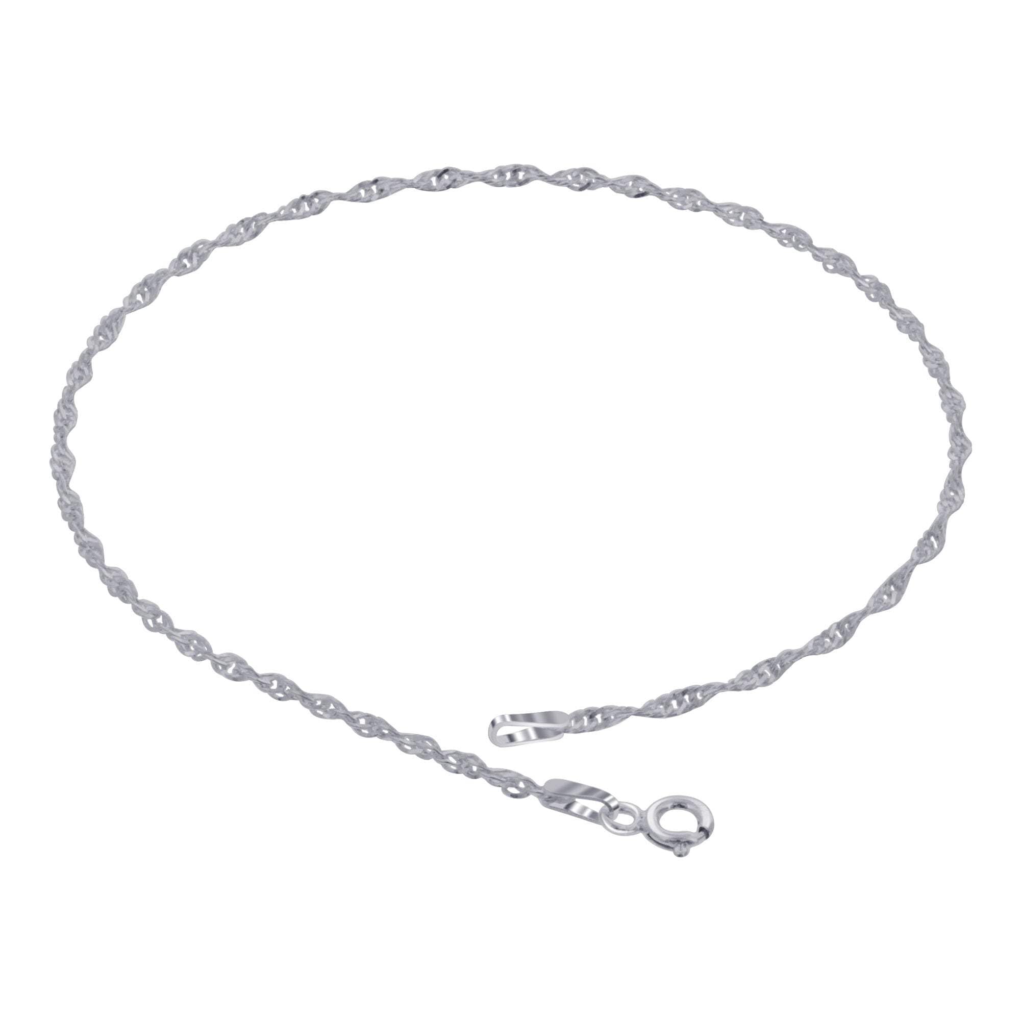 Gem Avenue Italian 925 Sterling Silver Singapore Foot Chain & Clasp Anklet Ankle Bracelets