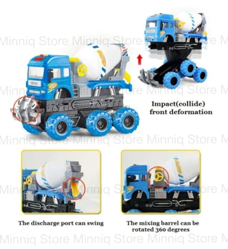 Image of Cement Mixer 6x6 Truck with Lights and Sounds Friction Powered Trailer Model Diecast Truck Toys Best Birthday Gift for Kids (Cement Mixer 6x6 Truck)