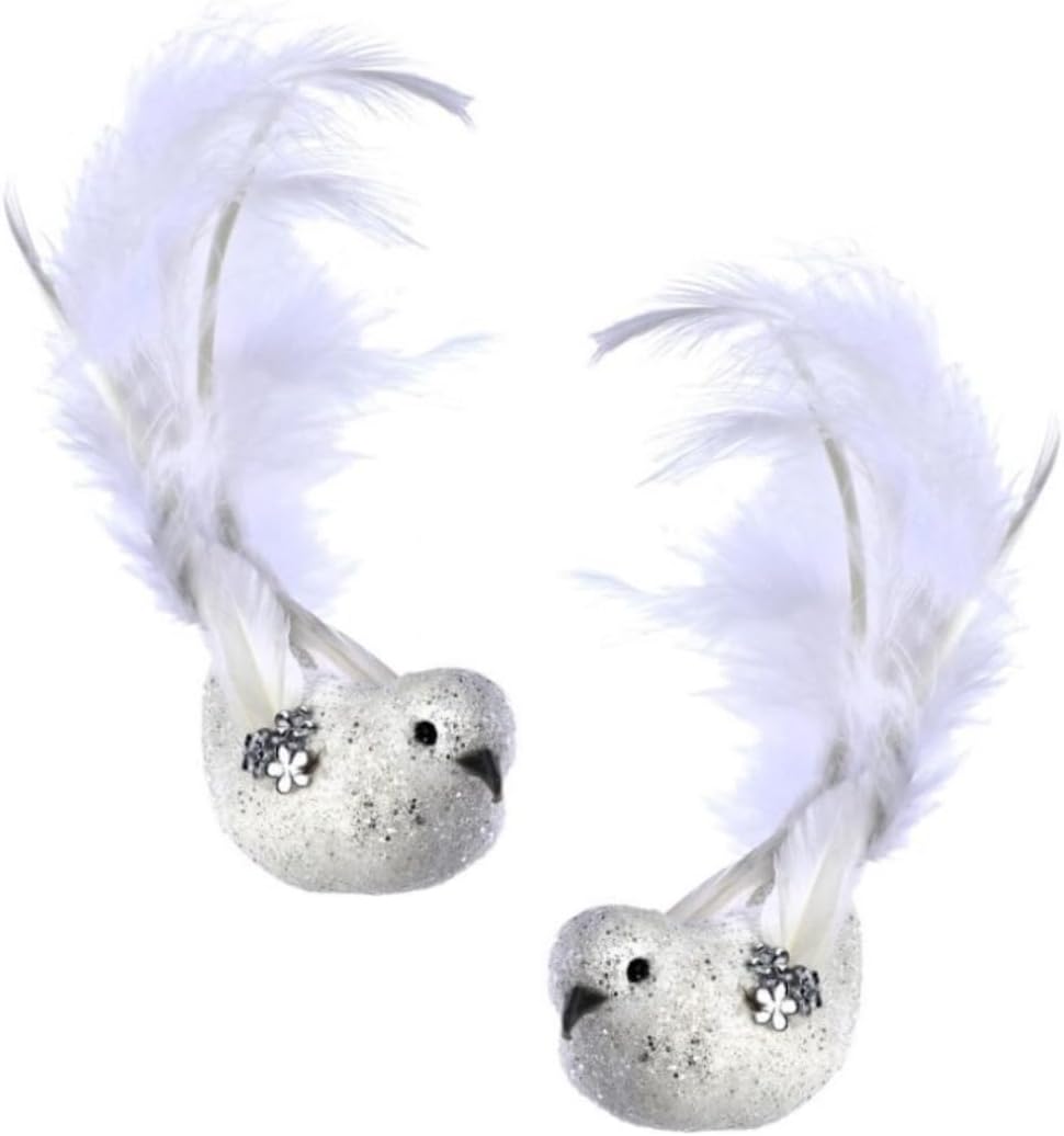 The Bridge Collection Glittery White Bird Clip On Ornaments