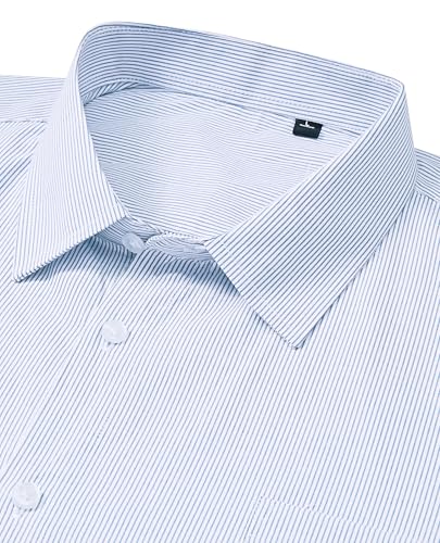 Mens Dress Shirts Long Sleeve Button Down Shirt Wrinkle Free Stripe Dress Shirt Regular Fit Business Casual Shirts3