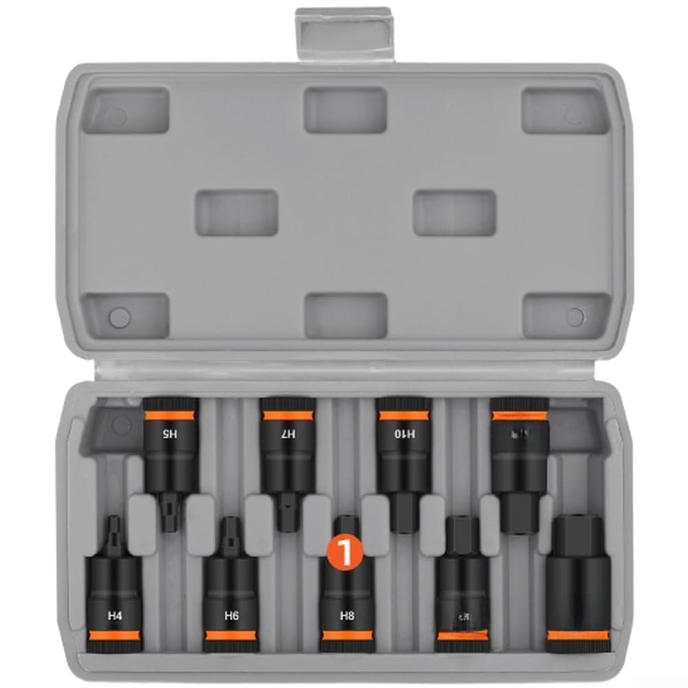 Kit di bussole industriali da 1/2 pollice per strumenti a impatto con punte esagonali a manicotto dimensionato per requisiti di montaggio del dispositivo da 55 mm e 100 mm (9 pezzi set da 100 mm)