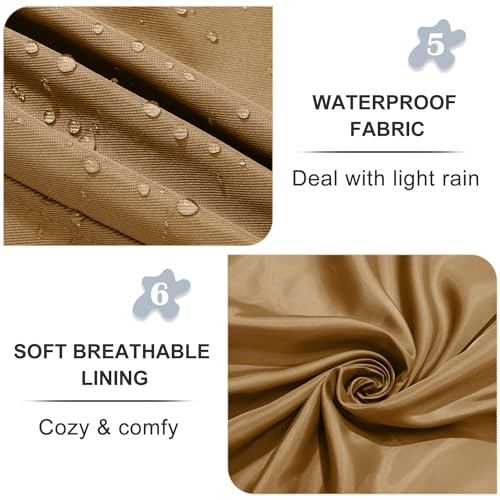 FARVALUE Women's Waterproof Trench Coat Double Breasted Windbreaker Classic Belted Lapel Overcoat with Removable Hood Camel Small - Thumbnail 6