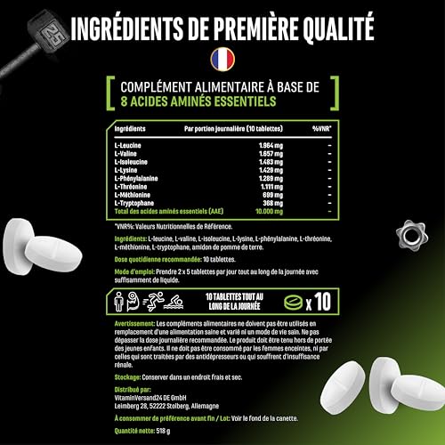 Multi Amino-EAA Pattern Code - 500 comprimés de 1000 mg chacun - Formule Human Code - Tous les 8 acides aminés essentiels - De la fermentation végétale - Hautement dosé - Végétalien – Image 8
