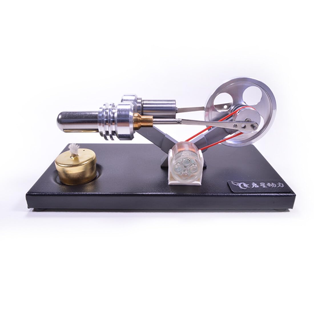 Kit de construction de moteur Stirling, générateur thermique avec lumières LED, socle métal noir, modèle vapeur DIY