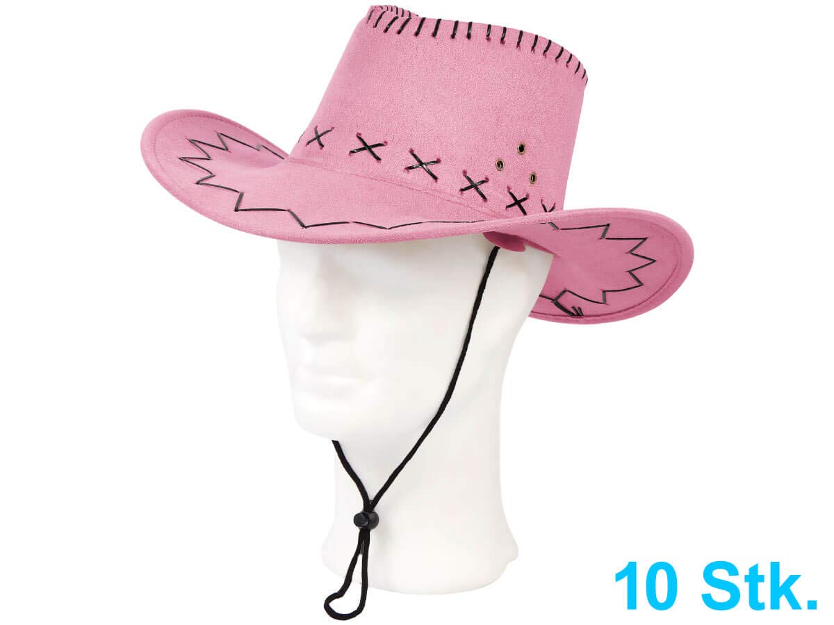 Set Cappello Cowgirl Rosa Con Occhiali E Bandana - Per Costumi E Feste