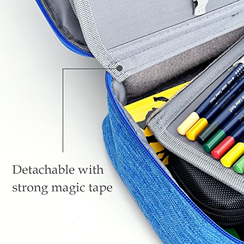 Image of allydrew Large Capacity 72 Slot Pencil Case for Colored Pencils, Stationery Pouch, Blue