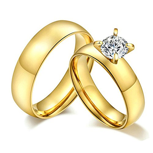 Anneaux pour lui et elle en acier inoxydable gravé mariage Daesar