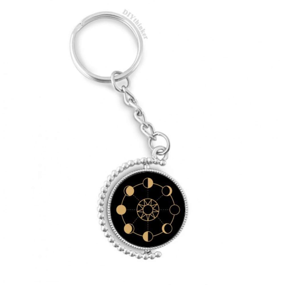 Porte-clés rotatif double face totem soleil lune multicolore