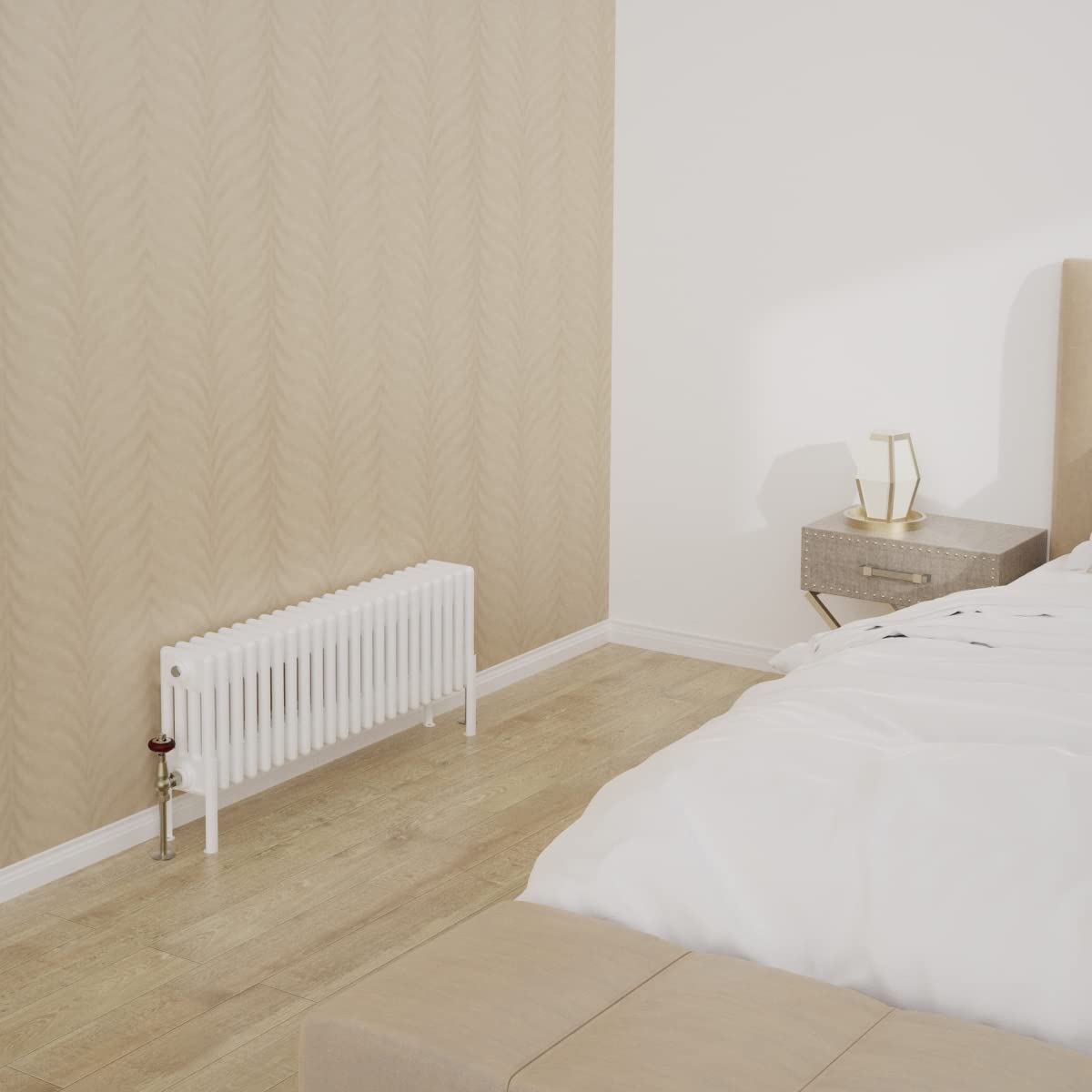 Warmehaus Traditional Cast Iron Style White 4 Column Horizontal Radiator 300x1010mm Central Heating Space Saving Radiators