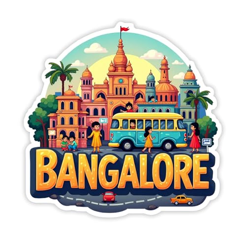 Image of Naxon Indian City Bangalore Theme Souvenir Wooden Fridge Magnet for Refrigerator - Printed Fridge Magnet for Kitchen & Home Decor | Perfect Souvenir Gift | Size 3x3 in | Pack of 1