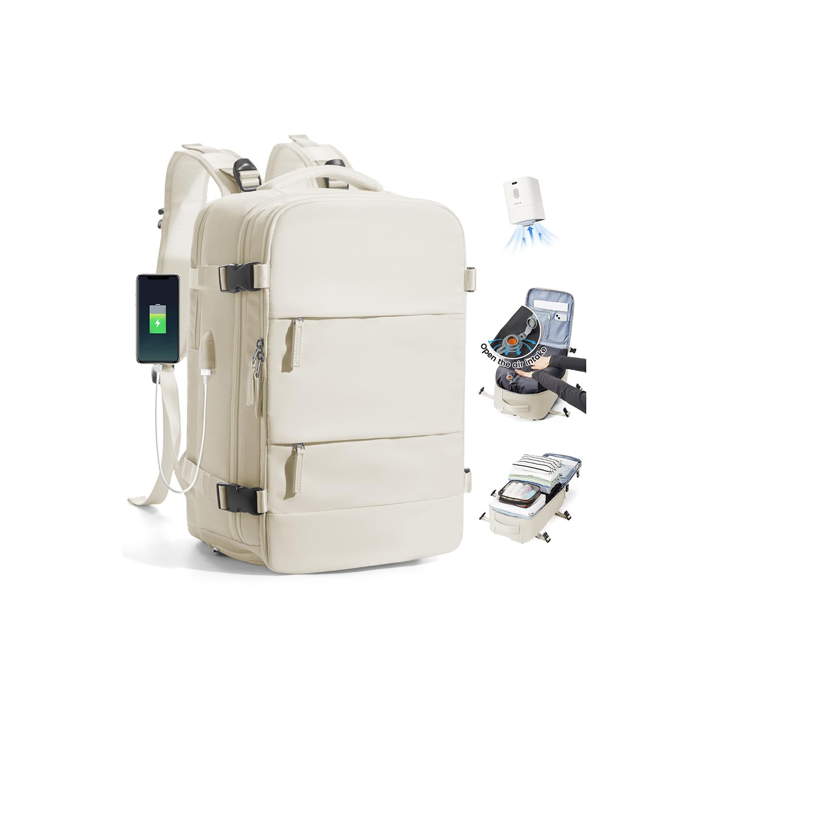 SZLX Mochila al Vacio con Bomba Equipaje de Mano 40x30x20 Ryanair Vueling Wizzair Easyjet Mochila Viaje Cabina Avion 40x20x25 Ryanair Mujer Mochila de transporte Impermeable para Computadora Portátil — view 39