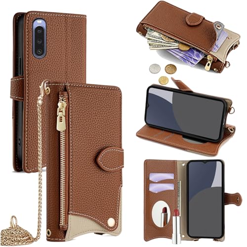 For Xperia 10 V �P�[�X �蒠�^ �V�����_�[ For �G�N�X�y���A10V SO-52D/SOG11 �J�o�[ ���z�^ ���|�� ��+�c 2�|���� �΂߂��� ���ϋ��t�� ������� �W�b�p�[���K���� �J�[�h���[ ���u�� �����O�X�g���b�v �ω��� PU