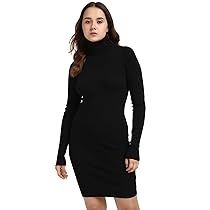 Calvin Klein Donna Abito in Maglia Woven Label Tight Sweater Dress con Collo Alto, Nero (CK Black), XXS