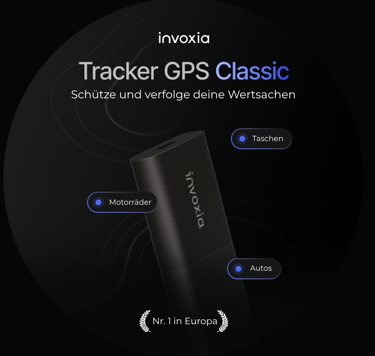 Invoxia GPS Tracker Edition 2026 - wasserdicht, verbesserte GPS-Genauigkeit, USB-C - Netzwerk-Abonnement inklusive 3 Jahre - Live-Lokalisierung, Diebstahl & Bewegungsalarm - Autos, Motorräder