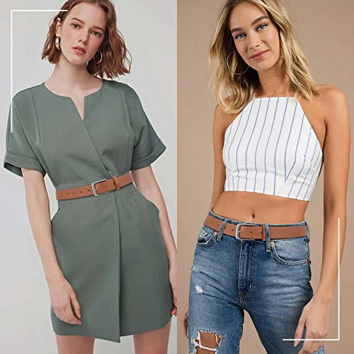 Image of WHIPPY Women Casual Leather Belt for Jeans Pants, Fashion Ladies Waist Dress Belt