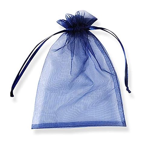 100 PCS Organza Gift Bags 13x18cm(5.1x7.1 inch), SXUUXB Organza Jewelry Pouches Wrap Drawstring Bags Sweets Gift Bags for Wedding Christmas Birthday Party - Navy Blue Cover