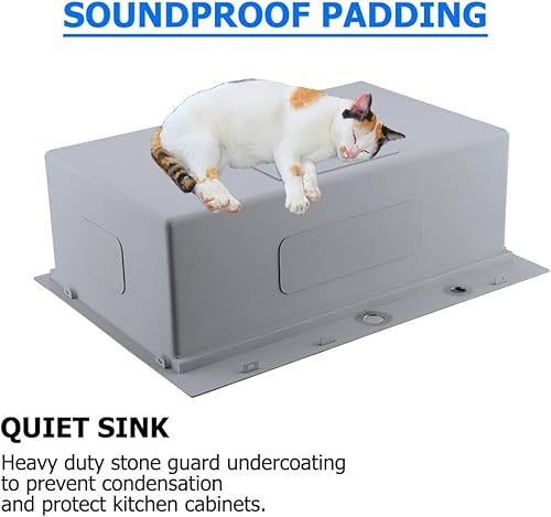 Miniatura 9 de Fregadero de cocina con caída de 33 x 19 pulgadas, fregadero de cocina de acero inoxidable de 33 pulgadas, cuenco individual calibre 16, hecho a