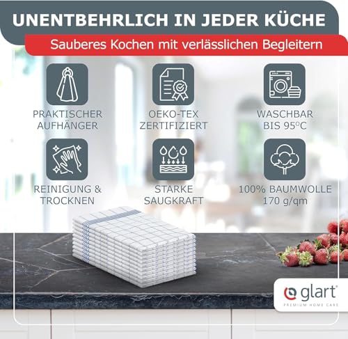 Glart 48KV1 Geschirrtücher Set – 5 Stück à 50x70 cm – 100 % Baumwolle – 300 GSM – Oeko-TEX Zertifiziert – Lila kariert – Küchenhandtücher spülmaschinenfest