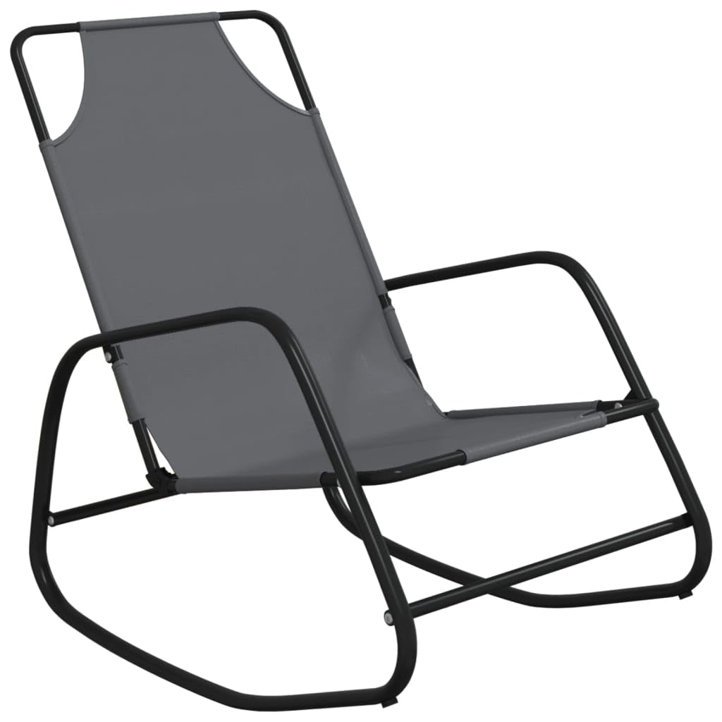 Chaises Longues à Bascule, Lot de 2, Acier Thermolaqué et Textilène Respirant, Design Confortable et Moderne, Fauteuil Salon Relax, Rocking Chair Extérieur,Balcon, Couleur Gris, 89 x 58 x 93.5 cm