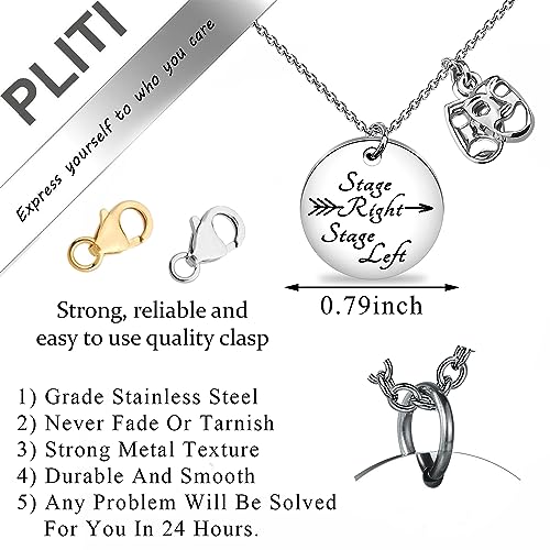 PLITI Drama Theater Gift Theatre Life Gift Drama Lover Gift Stage Right Stage Left Comedy Tragedy Mask Necklace For Actress2