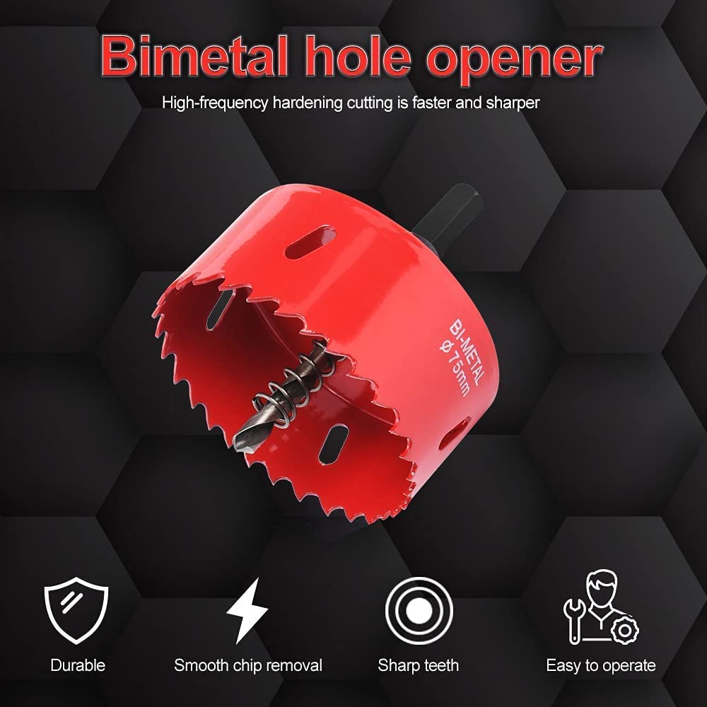 Flintronic Seghe a Tazza Bimetallica, Kit 13 PZ Ø18-75mm, con Adattatore Esagonale e Punta di Centraggio, Per Forare Plastica, PVC, Legno, Fibra di Legno, Metallo Dolce