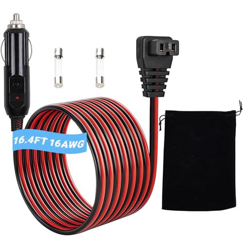 Image of 16.4 FT DC Power Cord Cable 12V /24V for Car Fridge Car Refrigerator Freezer Compatible with Alpicool, ARB,BougeRV, Bodega, Dometic,Euhomy, ICECO Etc Most Brands Portable Refrigerator (Black, 16.4 FT)