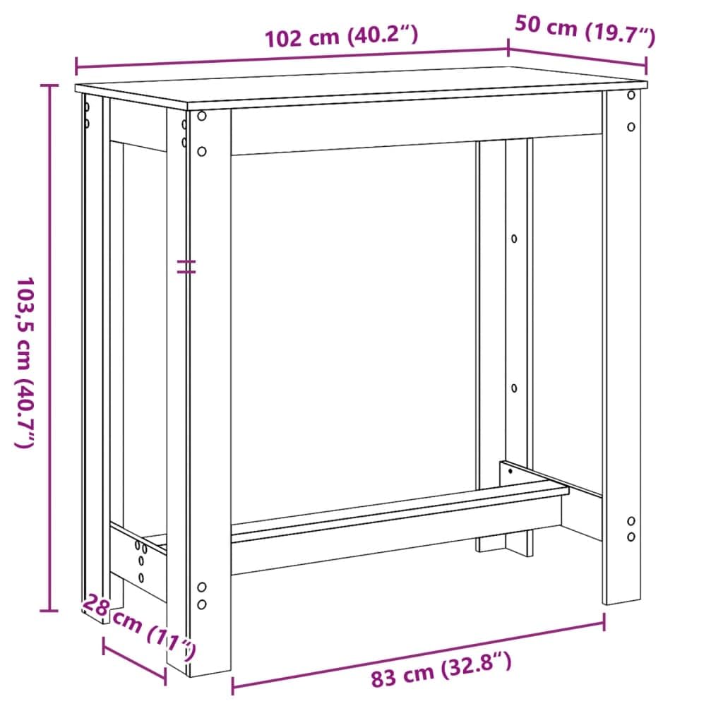 VidaXL Tavolo da bar grigio cemento - legno ingegnerizzato - casa/ufficio/soggiorno - 102 x 50 x 103,5 cm - 90 kg