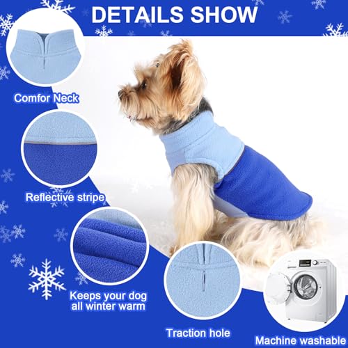Image of Dog Clothes for Small Dogs Fleece Vest Dog Sweater Boy Girl, Warm Pullover Fleece Doggie Jacket, Winter Pet Ourfit Chihuahua Sweater - Yorkie Clothes (Double Blue, Small)