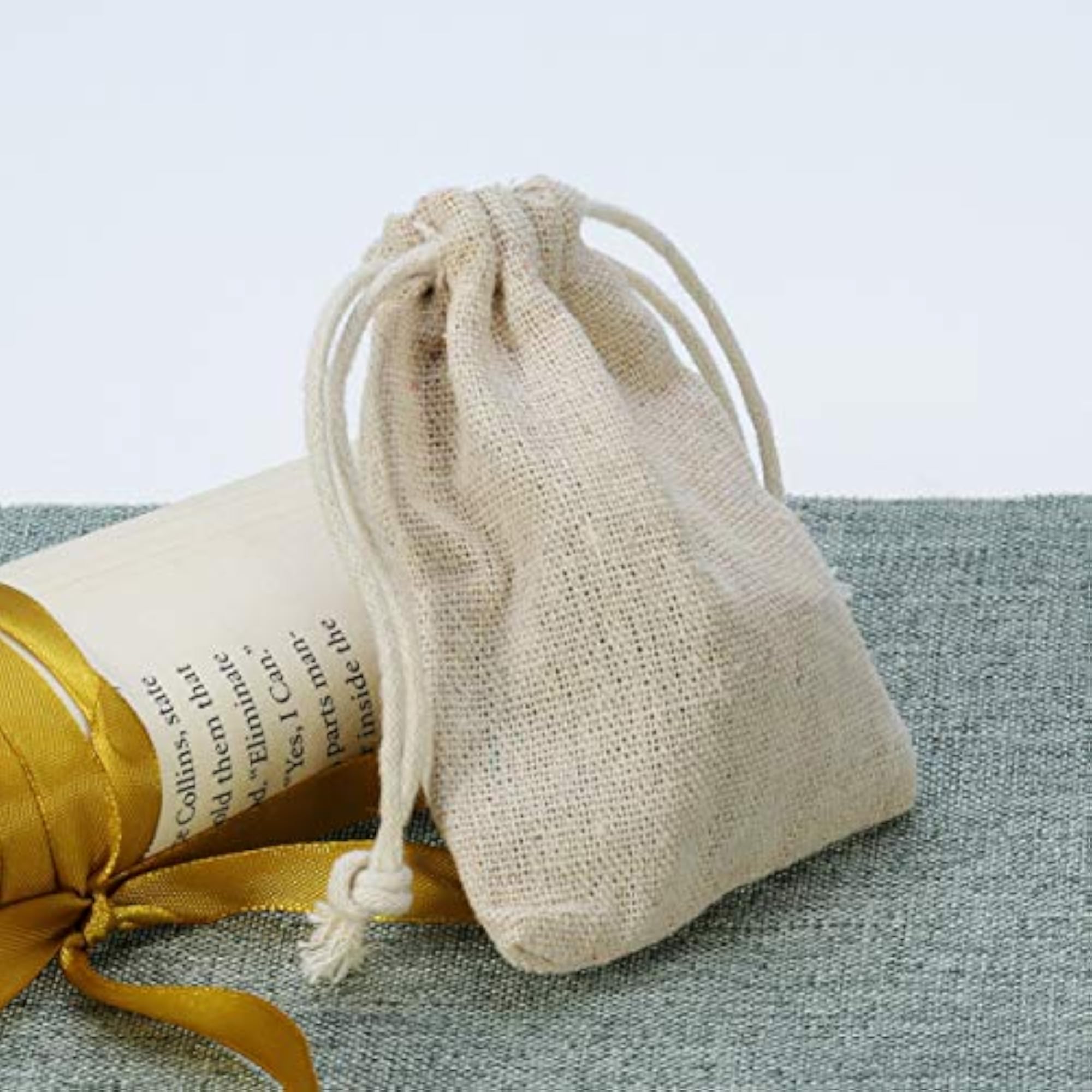 Jute Drawstring Gift Bags, Pack of 10