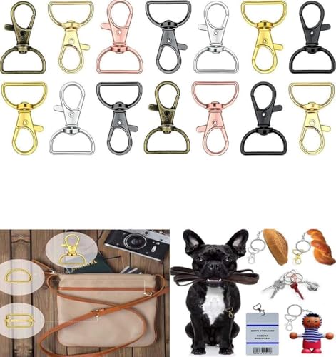 Image of DIY Crafts 1 Pc Swivel Snap D Hooks, Antique Bronze, Keyrings & Keychains Round Swivel Snap Hooks Key Rings Chain Jump Rings Mini Screw Metal for (1 Pc Swivel Snap D Hooks, Antique Bronze)