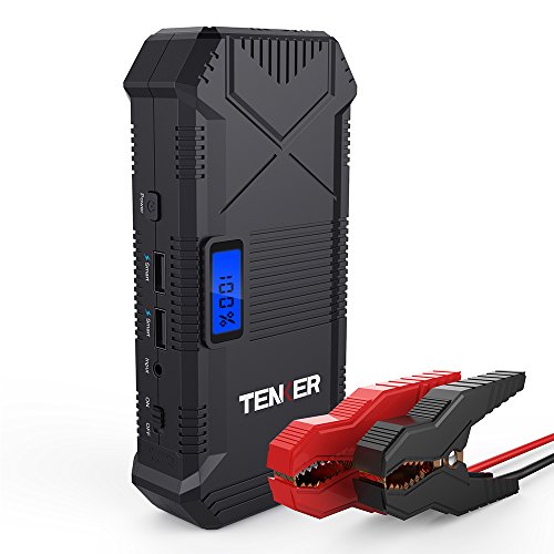 TENKER 600A Peak 14000mAh Portable Car Jump Starter (for 5.0L Gas/ 3.5L Diesel Engine), Emergency Battery Booster Pack, Power Bank Portable Charger with 2 Smart USB Ports, LCD Screen & LED Flashlight