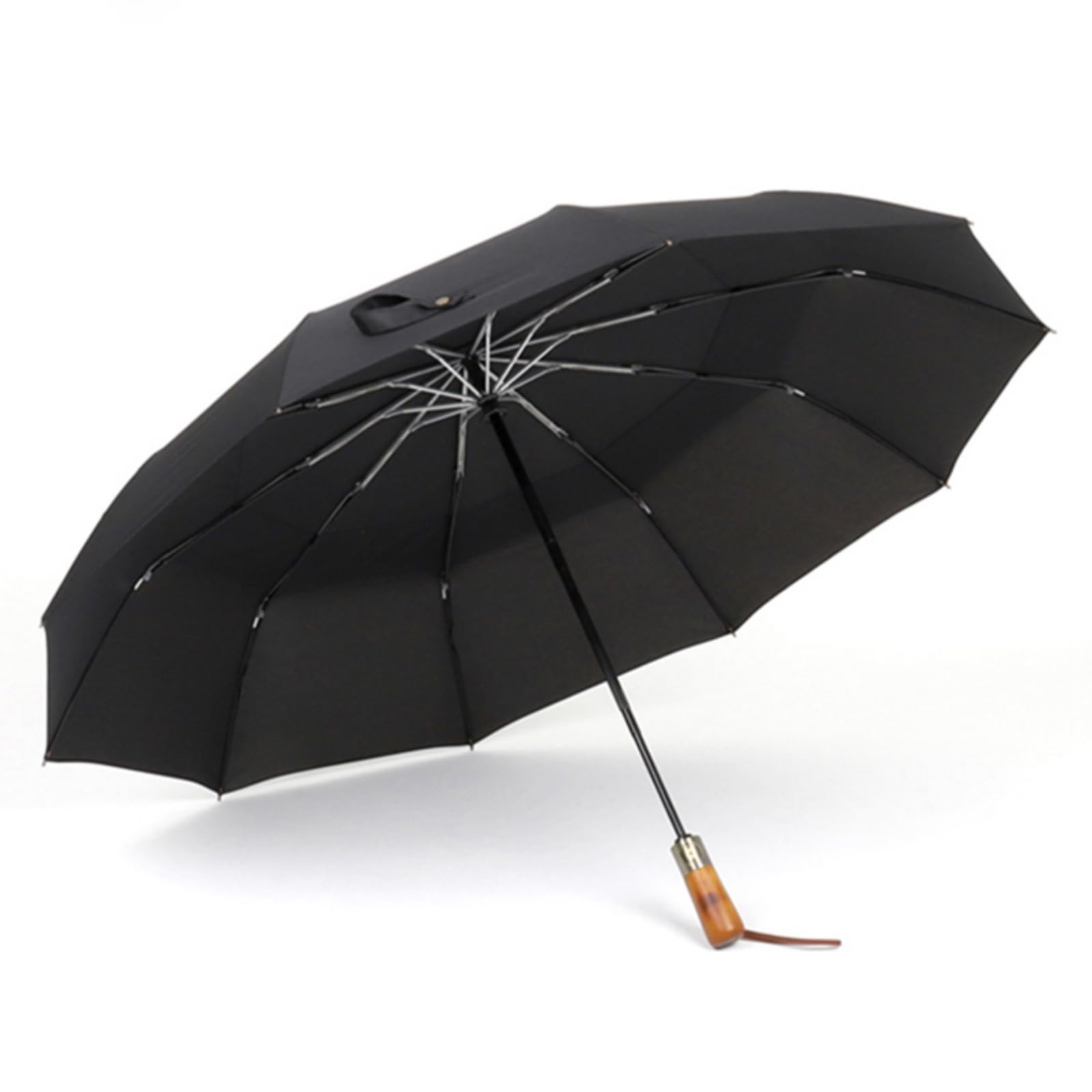 MdybF Ombrello Grande Ombrello Uomini 115Cm Ombrello Automatico Pioggia Doppio Strato 10K Antivento Grandi Ombrelli In Legno-Kaki