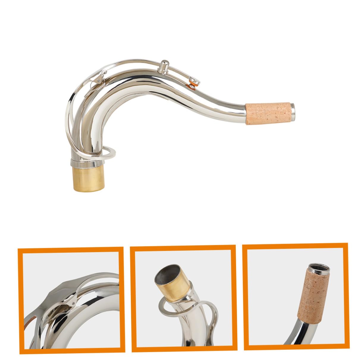 VICASKY Collo Lavorazione di Precisione e Sassofono Tenore per Curvo Facile Installazione in Ottone Placcato Argento Diametro 27,5 Mm, Accordatura in Si Bemolle