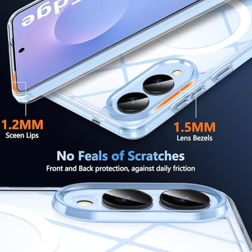 Image of Back Cover Case + Tempered Glass for Samsung Galaxy S25 Edge 5G | Mag-Safe Compatible | Transparent Mobile Phone Back Cover Case for Samsung Galaxy S 25 Edge 5G | TPU Transparent Case